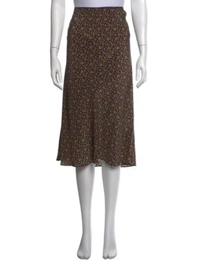 Pre-owned Doen Silk Midi Length Skirt In Brown