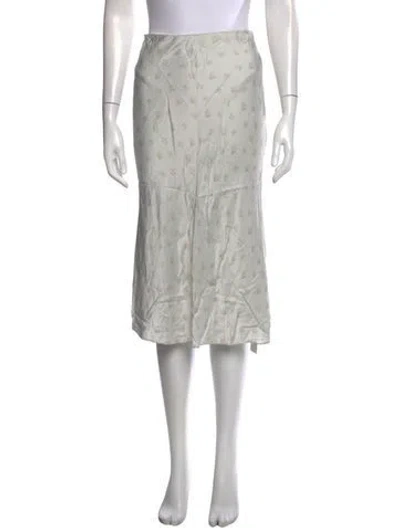 Pre-owned Doen Silk Midi Length Skirt In White
