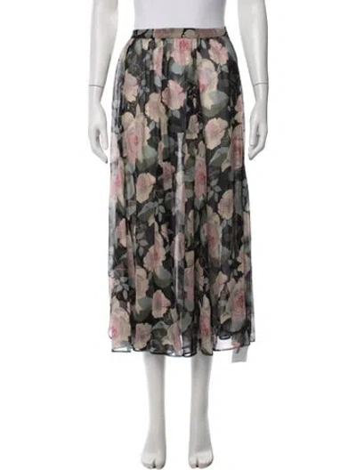 Pre-owned Doen Silk Midi Length Skirt In White