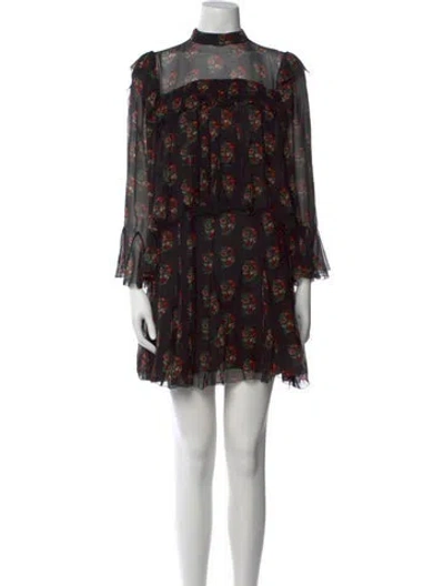 Pre-owned Doen Silk Mini Dress In Black