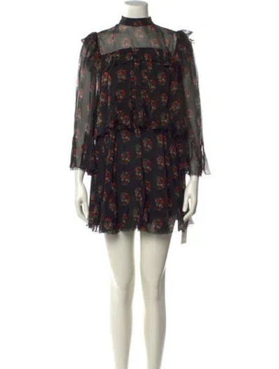 Pre-owned Doen Silk Mini Dress In Black