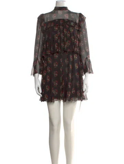 Pre-owned Doen Silk Mini Dress In Black