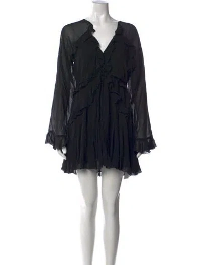 Pre-owned Doen Silk Mini Dress In Black