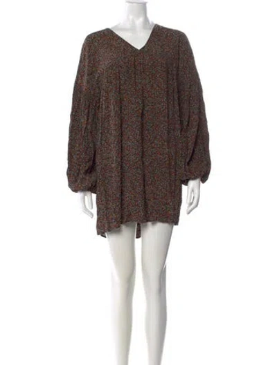 Pre-owned Doen Silk Mini Dress In Black/orange