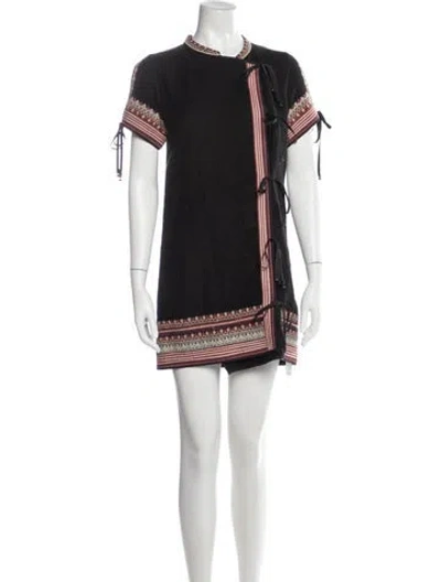 Pre-owned Doen Silk Mini Dress In Black/red