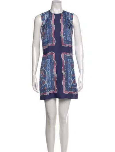 Pre-owned Doen Silk Mini Dress In Blue