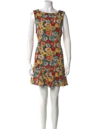 Pre-owned Doen Silk Mini Dress In Blue