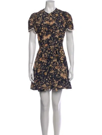 Pre-owned Doen Silk Mini Dress In Blue