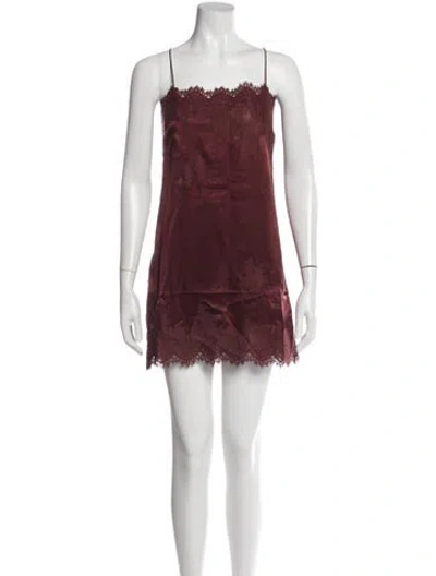 Pre-owned Doen Silk Mini Dress In Burgundy