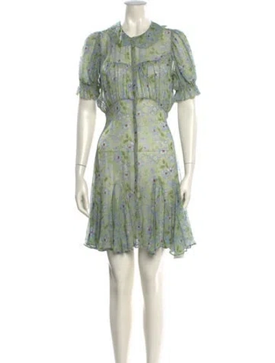 Pre-owned Doen Silk Mini Dress In Green
