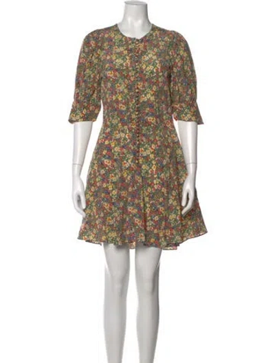 Pre-owned Doen Silk Mini Dress In Green
