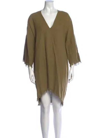 Pre-owned Doen Silk Mini Dress In Green