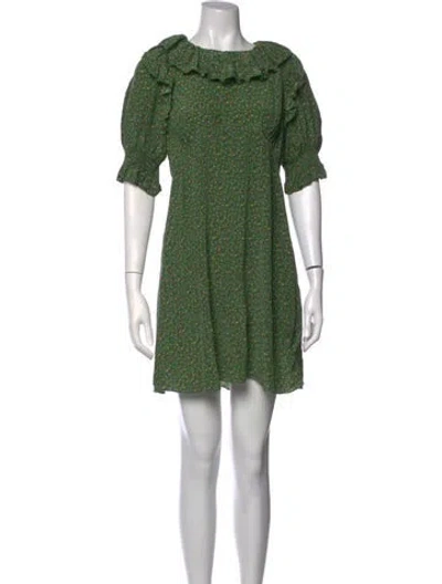 Pre-owned Doen Silk Mini Dress In Green