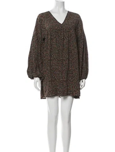 Pre-owned Doen Silk Mini Dress In Multi