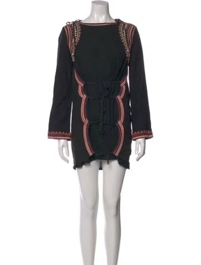 Pre-owned Doen Silk Mini Dress In Multi