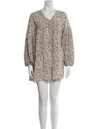 Pre-owned Doen Silk Mini Dress In Neutral