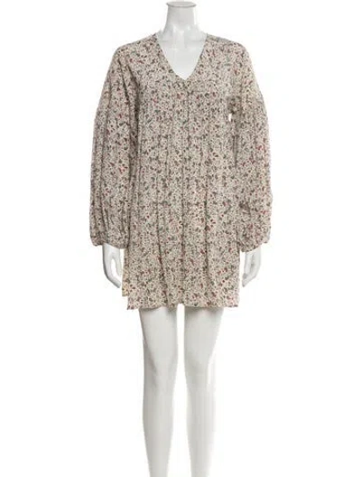 Pre-owned Doen Silk Mini Dress In Neutral