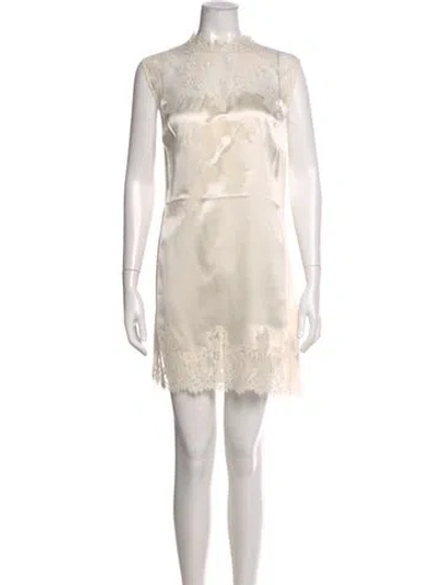 Pre-owned Doen Silk Mini Dress In Neutral