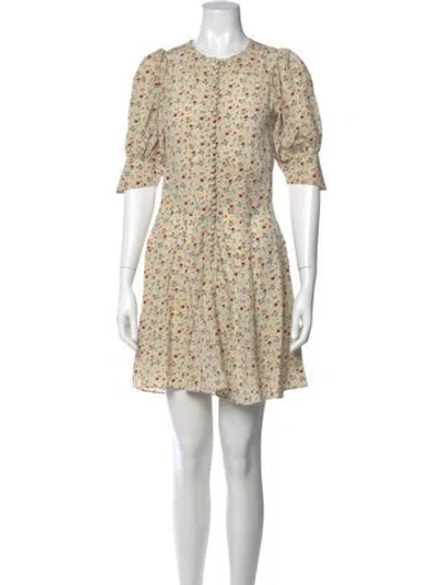 Pre-owned Doen Silk Mini Dress In Neutral