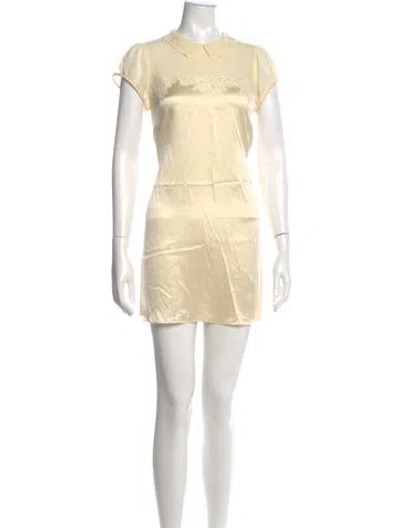 Pre-owned Doen Silk Mini Dress In Neutral