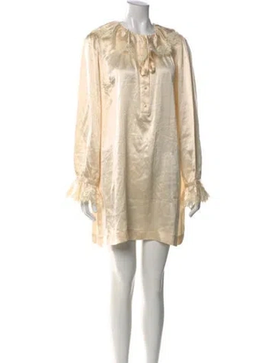 Pre-owned Doen Silk Mini Dress In Neutral