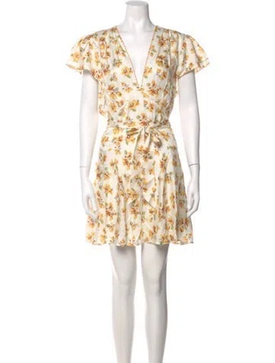 Pre-owned Doen Silk Mini Dress In Neutrals/yellow