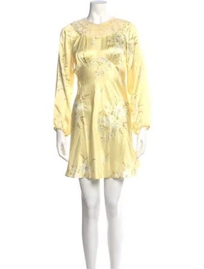 Pre-owned Doen Silk Mini Dress In Yellow