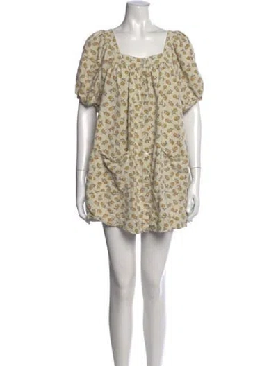 Pre-owned Doen Silk Mini Dress In Yellow