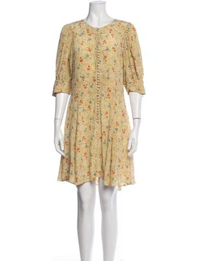 Pre-owned Doen Silk Mini Dress In Yellow