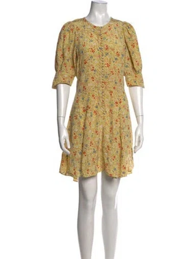 Pre-owned Doen Silk Mini Dress In Yellow