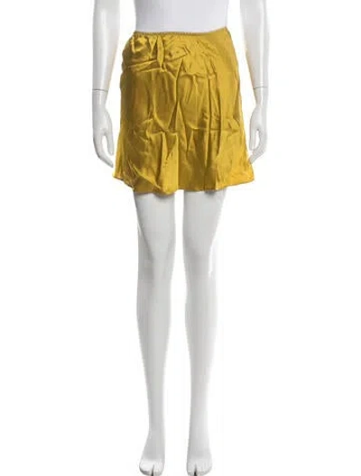 Pre-owned Doen Silk Mini Skirt W/ Tags In Yellow