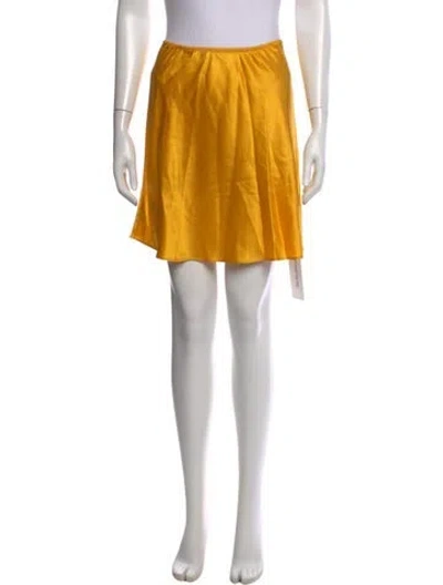 Pre-owned Doen Silk Mini Skirt In Yellow