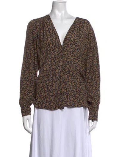 Pre-owned Doen Silk Paisley Print Blouse In Black
