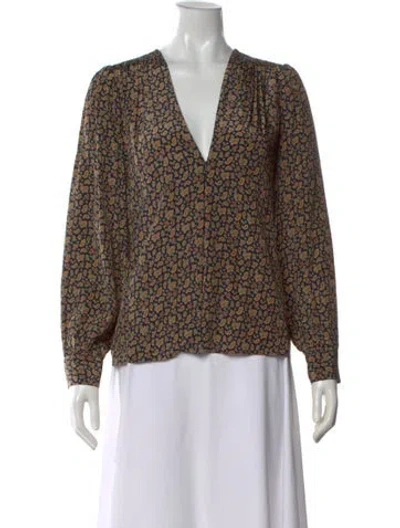 Pre-owned Doen Silk Paisley Print Blouse In Multi