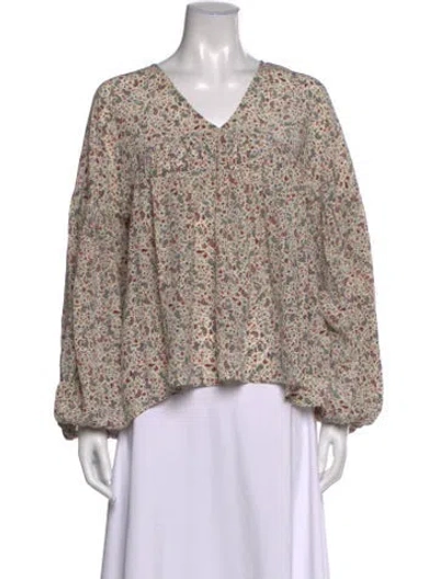 Pre-owned Doen Silk Paisley Print Blouse In Neutral