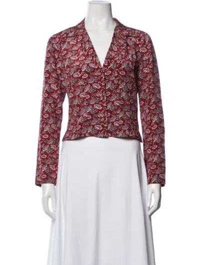 Pre-owned Doen Silk Paisley Print Blouse In Red