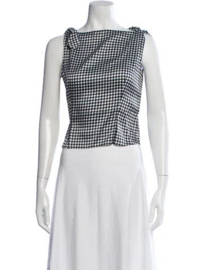 Pre-owned Doen Silk Plaid Print Blouse In Blue