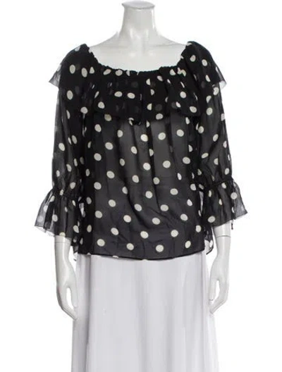 Pre-owned Doen Silk Polka Dot Print Blouse In Multi