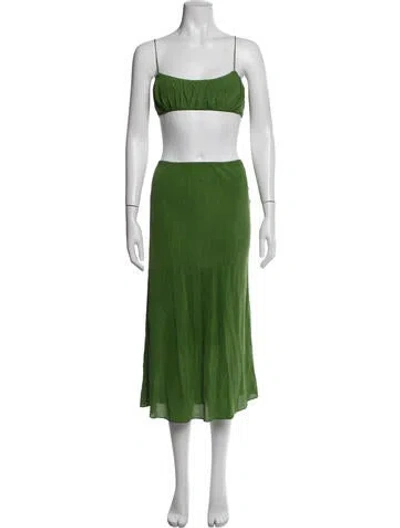 Pre-owned Doen Silk Skirt Set In Green