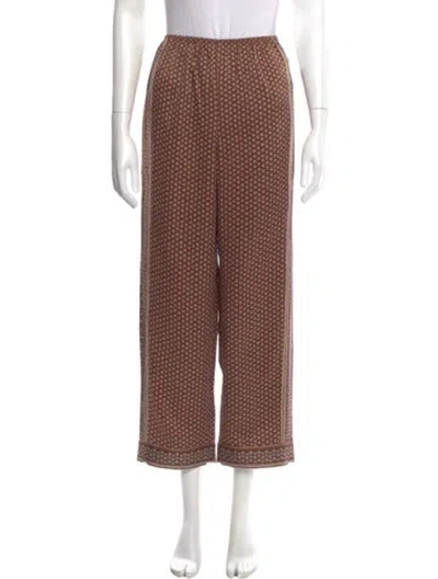 Pre-owned Doen Silk Straight Leg Pants In Brown