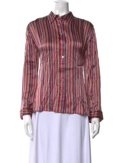Pre-owned Doen Silk Striped Blouse In Multicolor