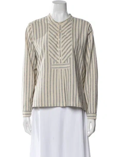 Pre-owned Doen Silk Striped Sweatshirt In Neutral