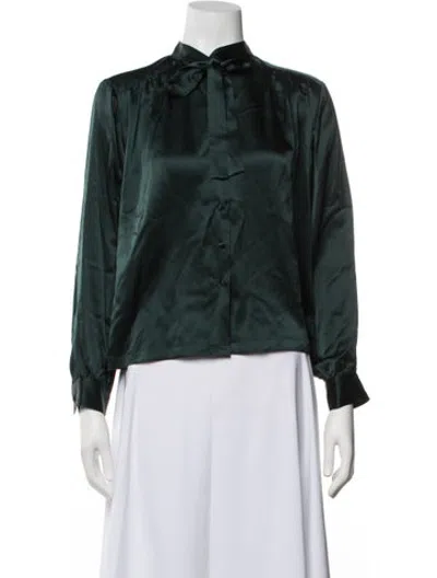 Pre-owned Doen Silk Tie Neck Blouse In Neutrals
