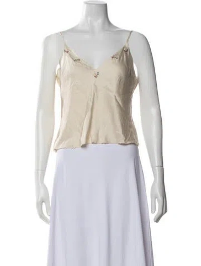 Pre-owned Doen Silk V-neck Blouse In Blue