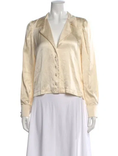 Pre-owned Doen Silk V-neck Blouse In Neutral