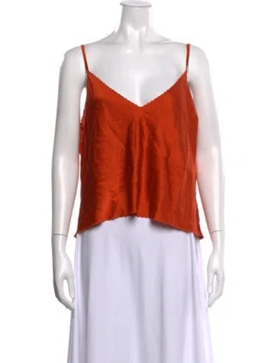 Pre-owned Doen Silk V-neck Blouse In Orange