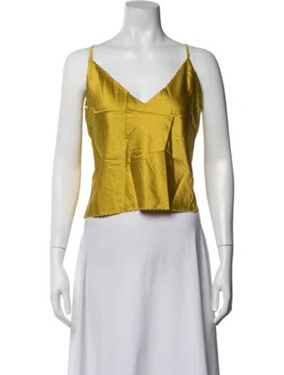 Pre-owned Doen Silk V-neck Top W/ Tags In Yellow
