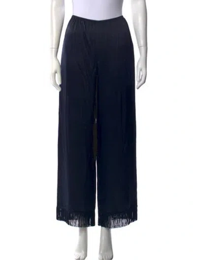 Pre-owned Doen Silk Wide Leg Pants In Black