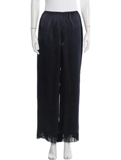 Pre-owned Doen Silk Wide Leg Pants In Blue