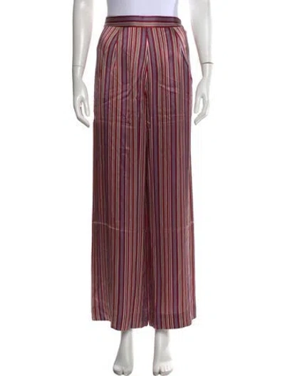 Pre-owned Doen Silk Wide Leg Pants In Blue/burgundy/neutrals